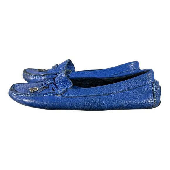 Saks Fifth Avenue Driving Moccasins Men’s Size 7.5 Blue EV-3102 Pebbled Leather - Picture 4 of 8